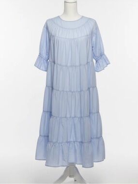 PARADIS DRESS Light Blue Tiered Midi Dress  - out of stock colour